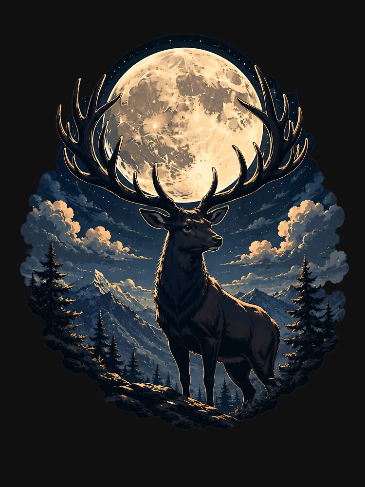 Buck Moon by Funny Vintage Stickers And T-Shirts