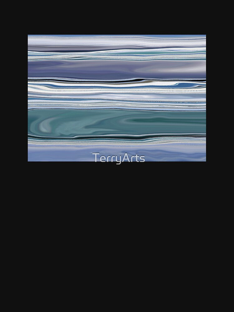 Ocean Abstract Horizontal Stripes Beachy Vibes Beach House Décor Art 1 of 20 by Beachy
