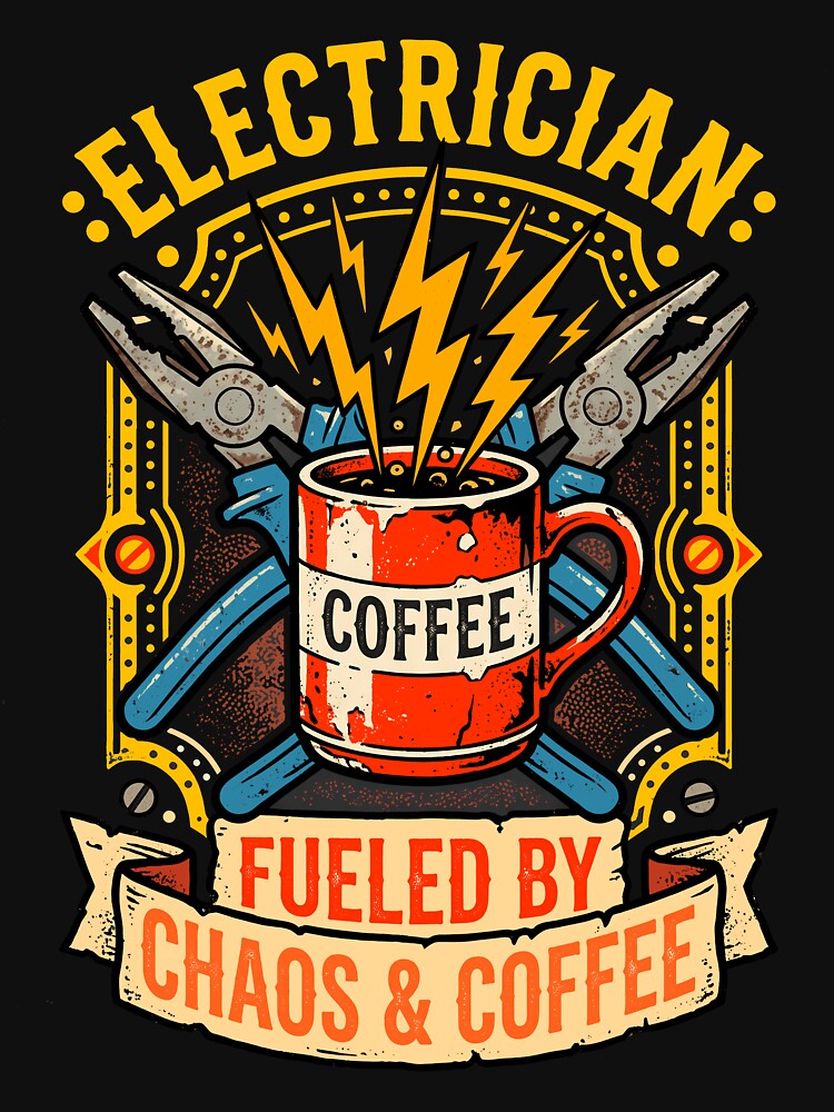 Electrician Fueled By Chaos And Coffee Funny Trade Worker Gift by ShetuAhsan