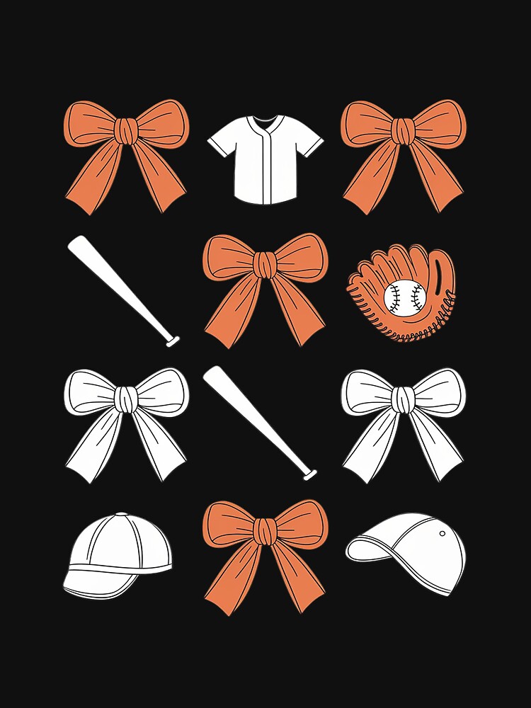 Baseball Game Day Orange Coquette Bow Baseball Mom Retro by ReefNight
