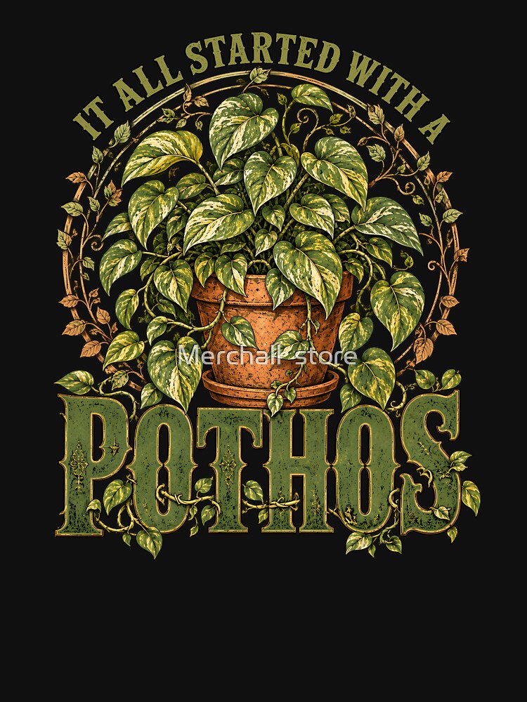 It All Started With a Pothos T-Shirt, Pothos Plant Lover Gift, Houseplant Lover Graphic Tee, Funny Plant Mom Gift, Plant Lover Tee by Merchall  store