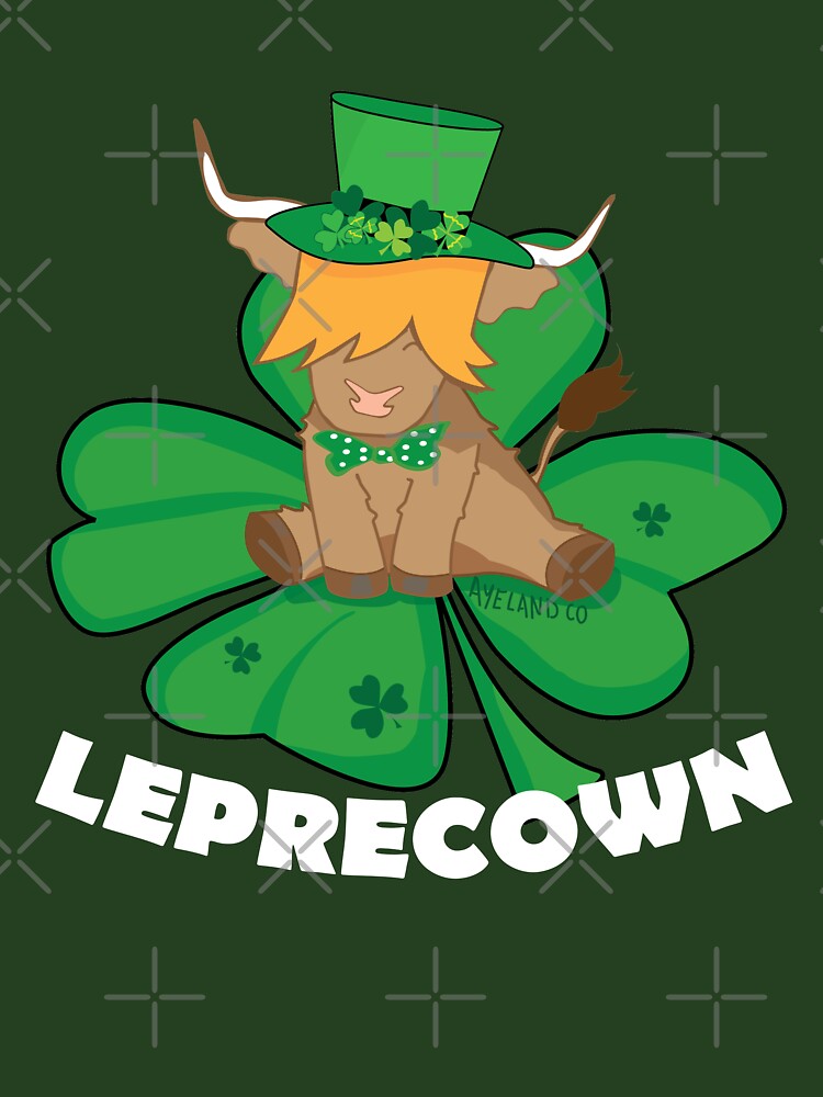 Scottish highland cow st patrick's day lucky shamrock leprecown by Ayelandco
