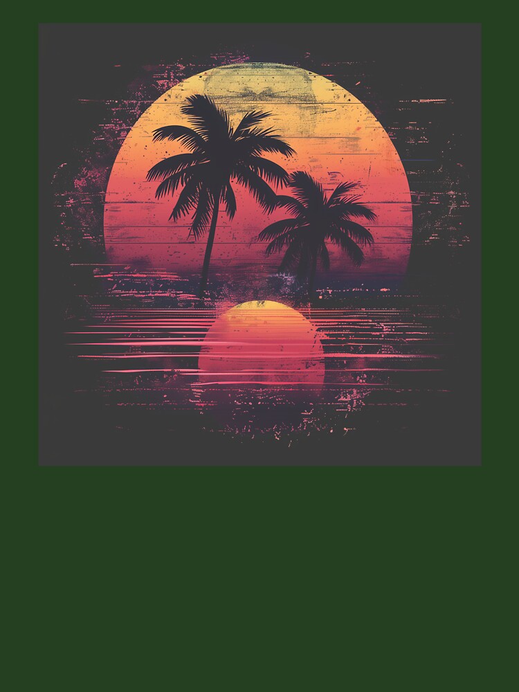 Tropical 80s Sunset in Vaporwave Style – Nostalgic Retro Artwork by artwork2024