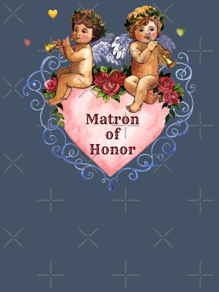 Wedding party gift matron of honor angels cherubs heart blue by GrammarDance
