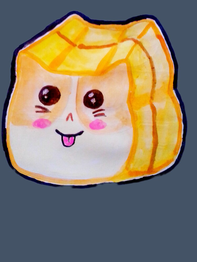 Mischievous Kawaii Fox Slice bread food watercolor illustration by happiartworks