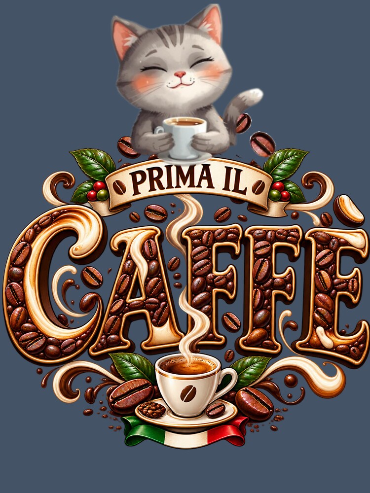 Prima il Caffè – Cute Cat Coffee Lover Italian Design by The Kawaii Forge