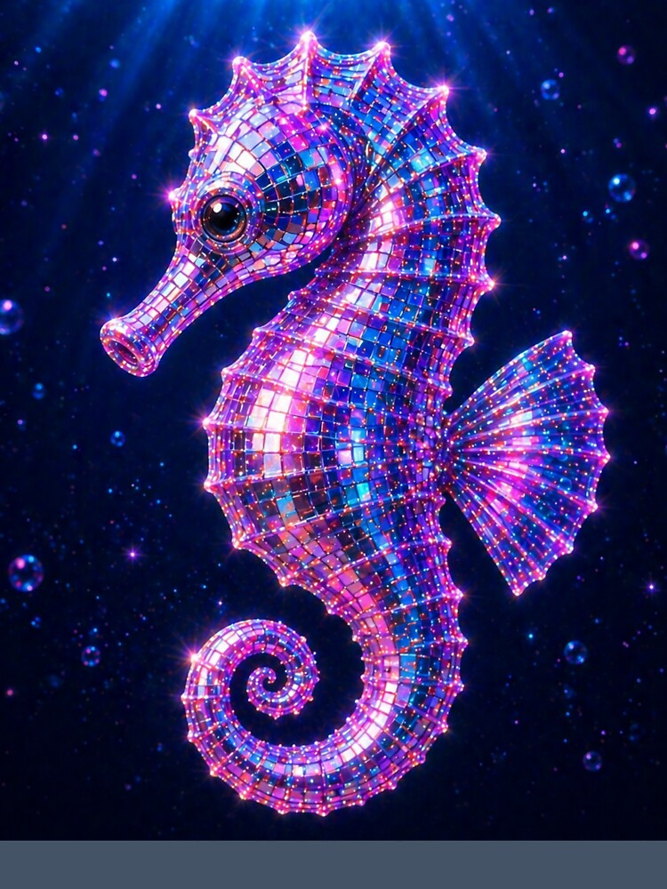 Aesthetic neon disco seahorse by Heaven1111
