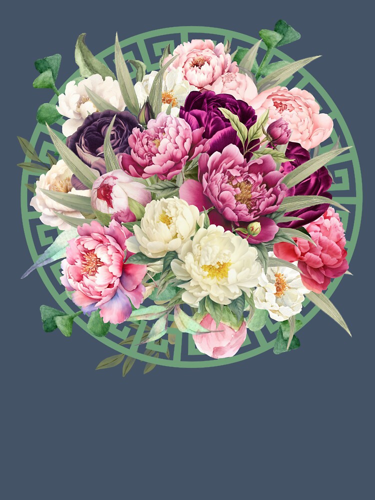 Beautiful Botanic Peonies with Leaves by PurrfectJourney