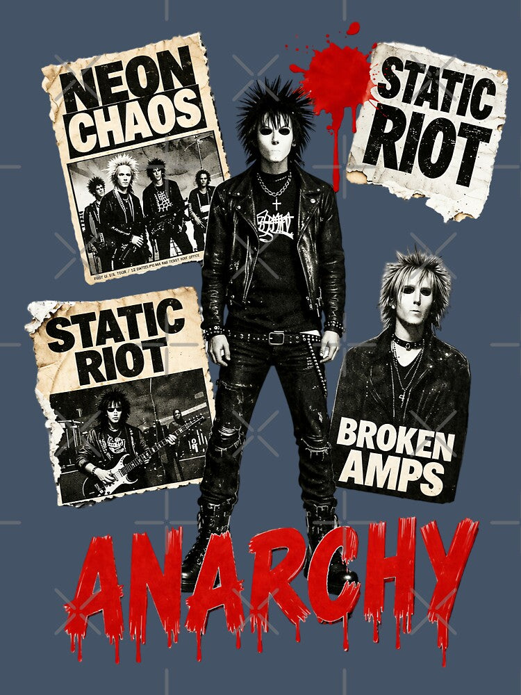 Anarchy Punk Collage T-Shirt – Grunge Rock Aesthetic, Rebel Streetwear, Vintage Band Poster Style by Maximilianos