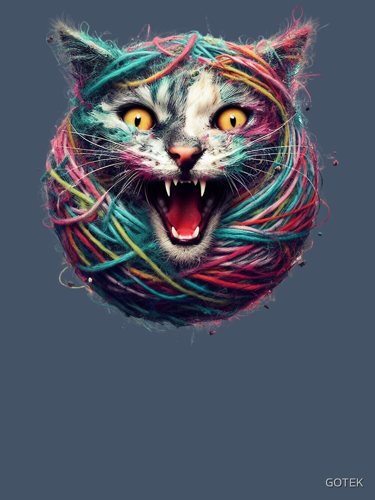 Fierce Yarn Guardian - Crazy Knitting Cat by GOTEK