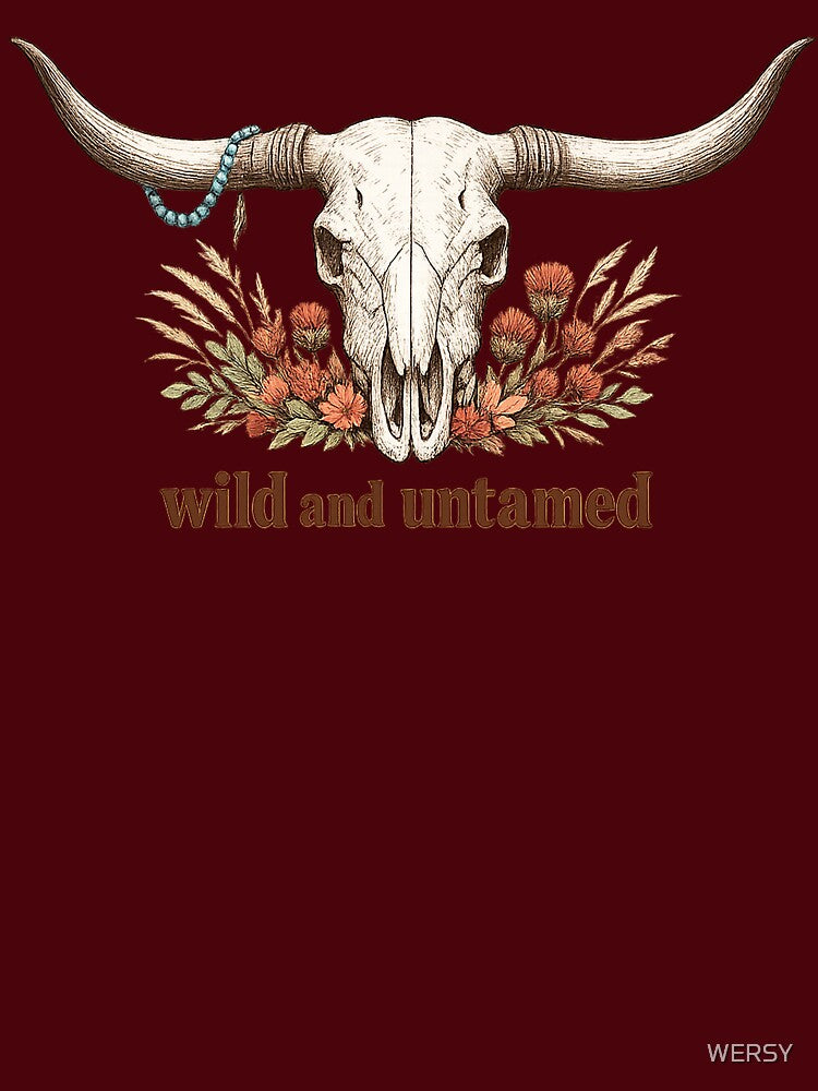 Wild and Untamed Western Gothic Longhorn Skull Desert Aesthetic Design by WERSY
