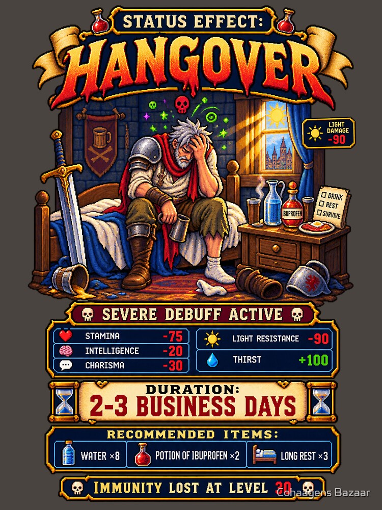 Status Effect: Hangover – 2–3 Business Days Retro Gamer RPG by Cohaagens Bazaar