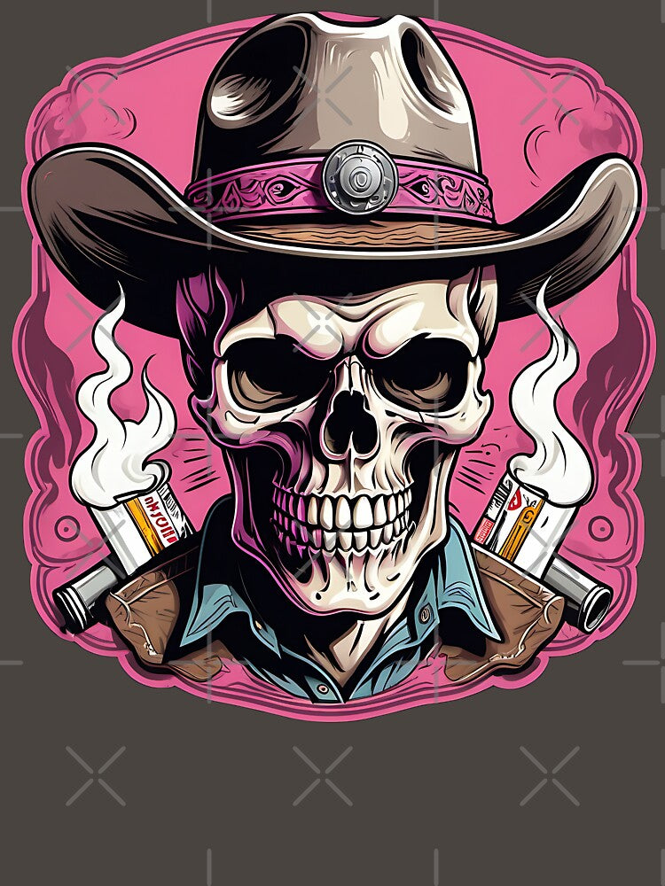 Cowboy Skeleton Outlaw, Western Outlaw Skull Art for T-Shirts & Wall Décor by KreativKulture