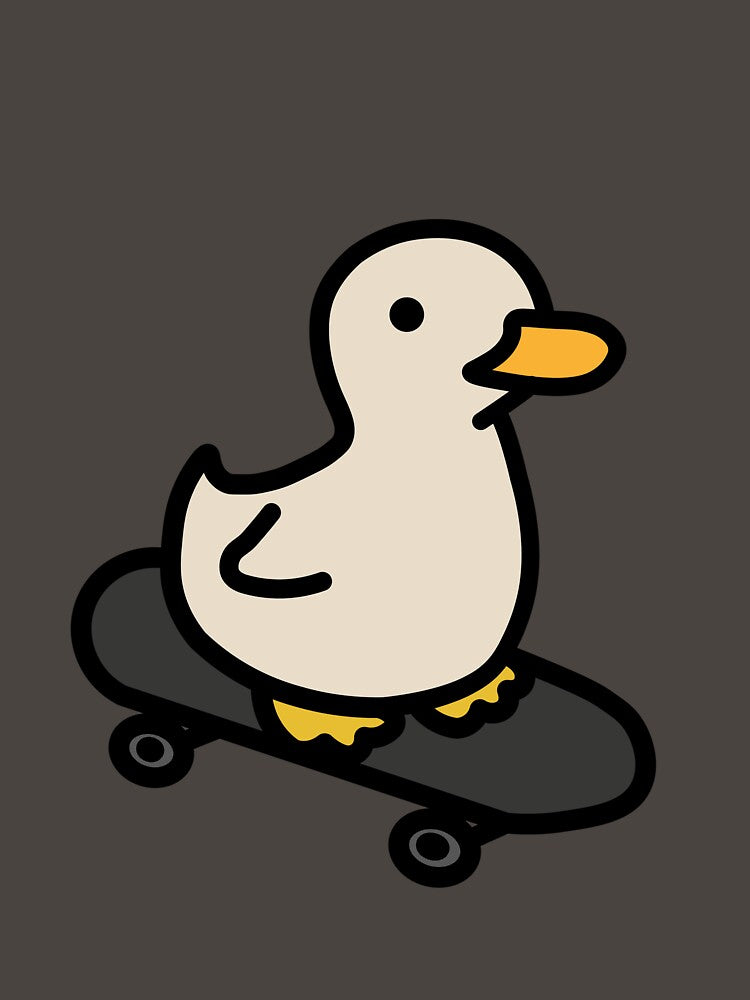 Duck skateboarding, funny duck, by SINANSHOP