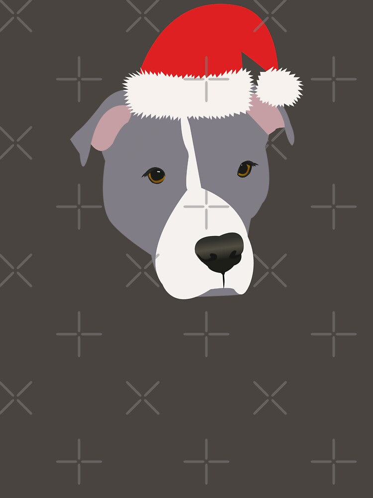 Christmas Grey and White Pitbull by KCPetPortraits