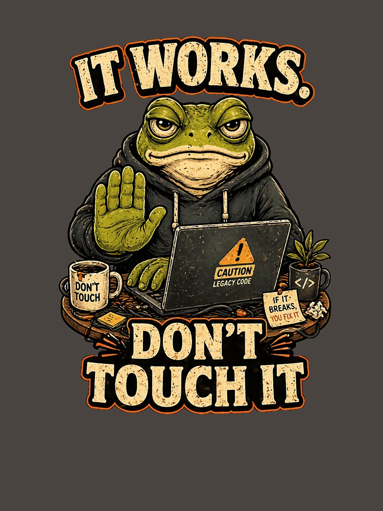 It Works Don’t Touch It Frog – Funny Programmer Shirt, Coding Humor Meme, Developer Gift Idea by NUVYStudio