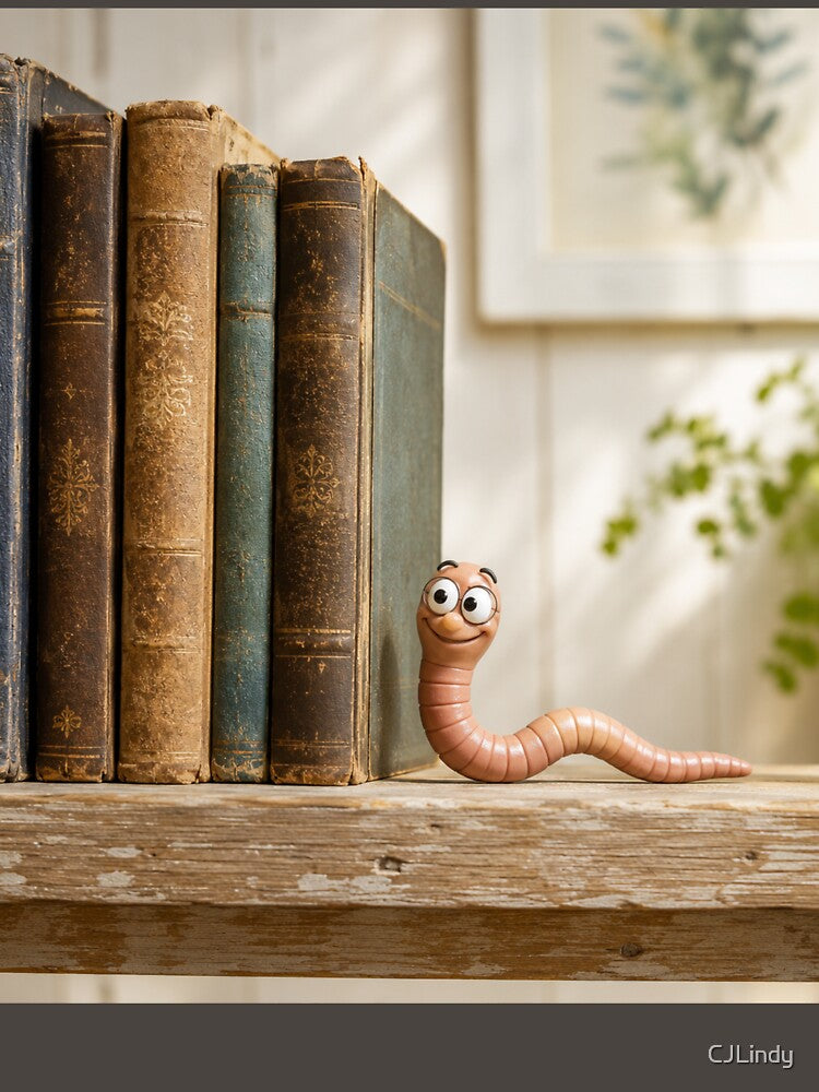 Bookworm Funny Worm Reading Books by CJLindy