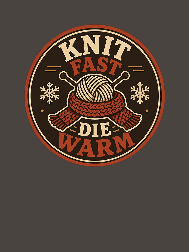 Knit Fast Die Warm Funny Knitting Badge by EastEndTownie