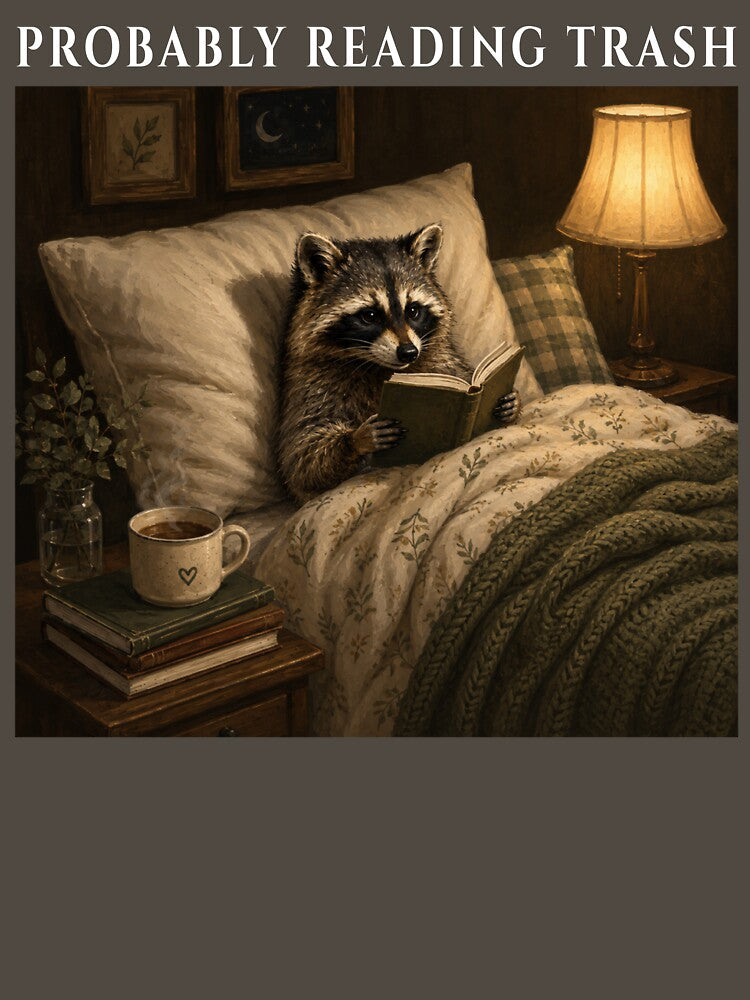 Reading Trash Raccoon Shirt Funny Smut Reader Book Lover Spicy Bookish Tee by LessIsLoud