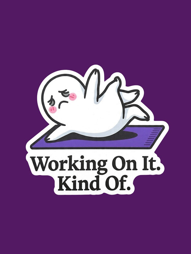 Working On It Kind Of Ghost Yoga Fail Funny Design by BooDesignStudio