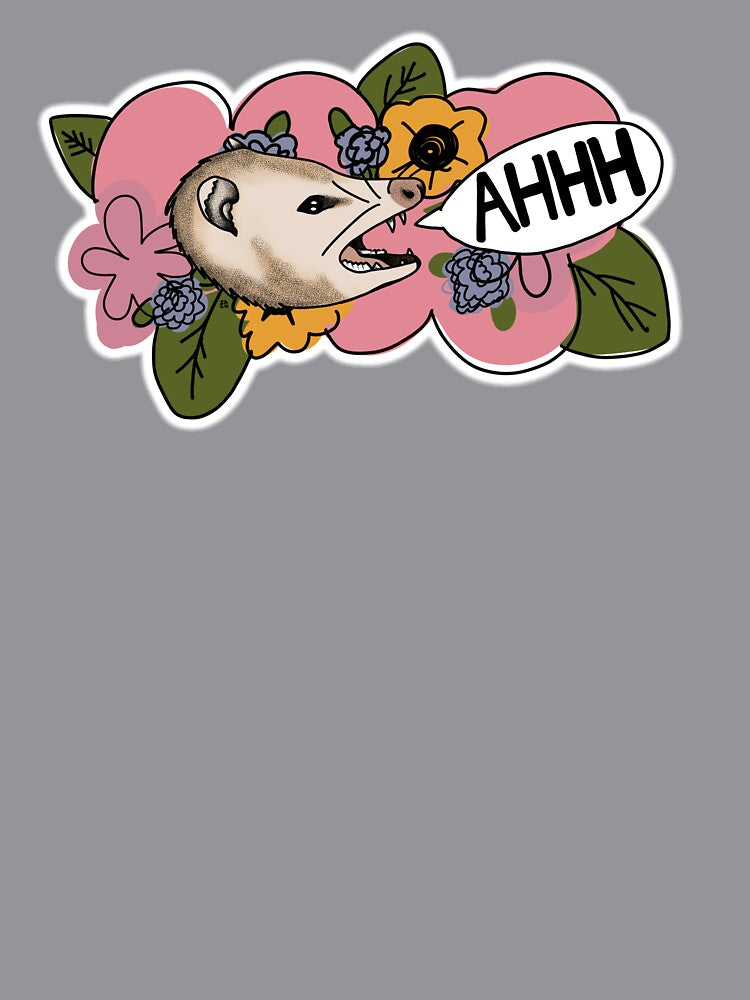 Floral Screaming Opossum by Spicybunnyshop