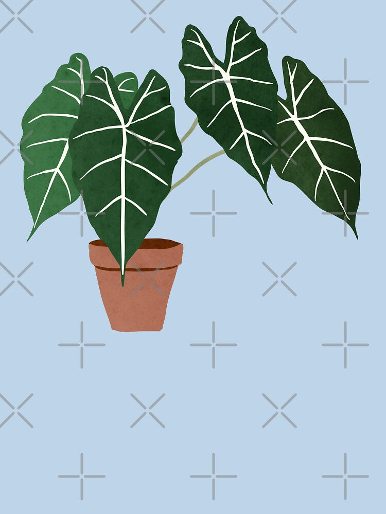 alocasia amazonica interior plant muted blue by alienrabbit