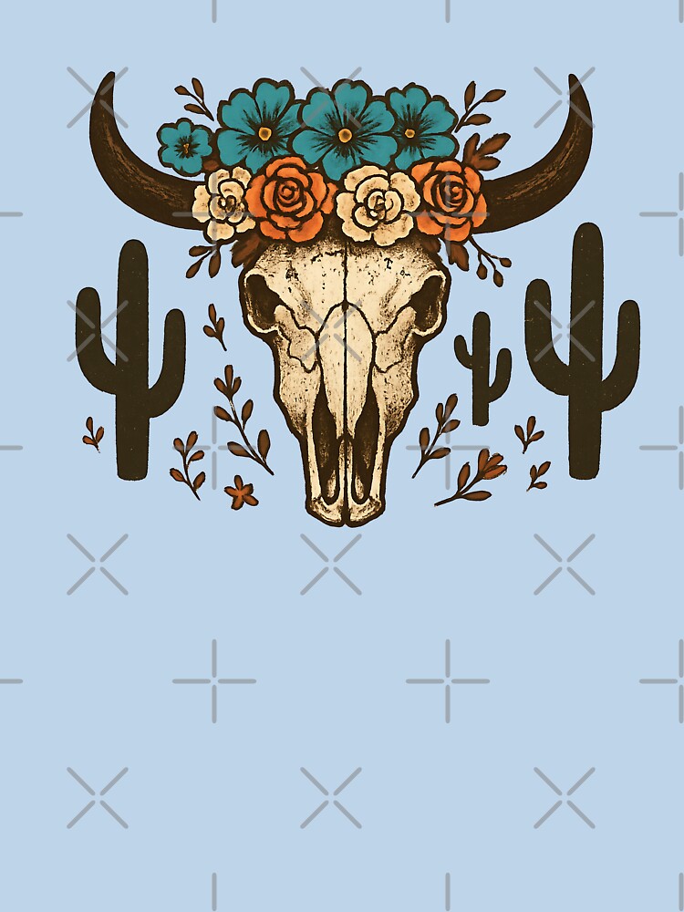 Bull Skull and flowers - cute western by EliteShadow