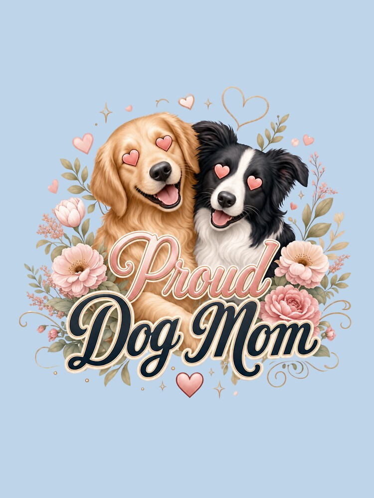 Proud Dog Mom Pastel Kawaii Golden Retriever Emotional Support T-Shirt |stickers by Ashley critters