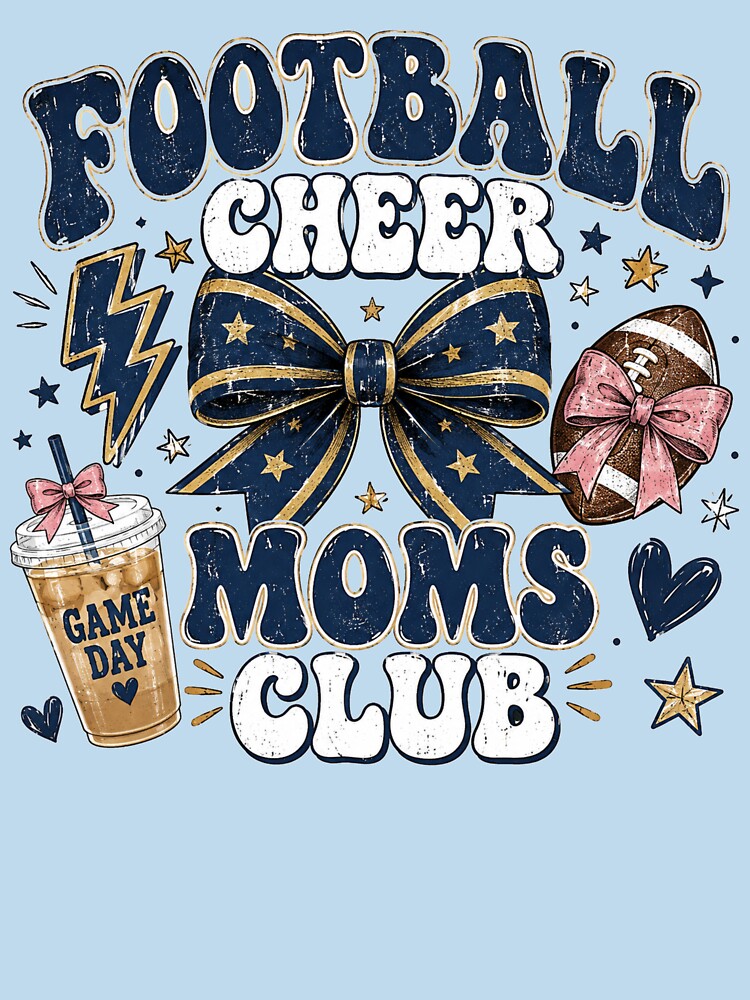 Football Cheer Moms Club Game Day Navy Bow Football Mom Gift by Yellowriversss