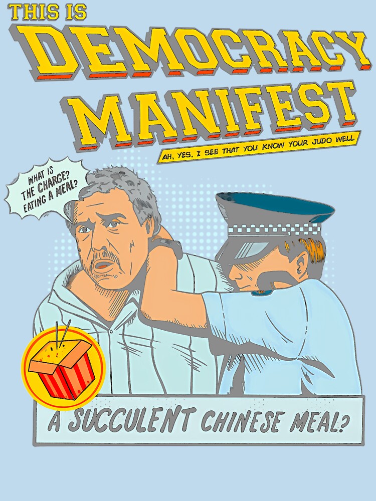 DEMOCRACY-MANIFEST---RETRO-T-SHIRT by reinamezydl