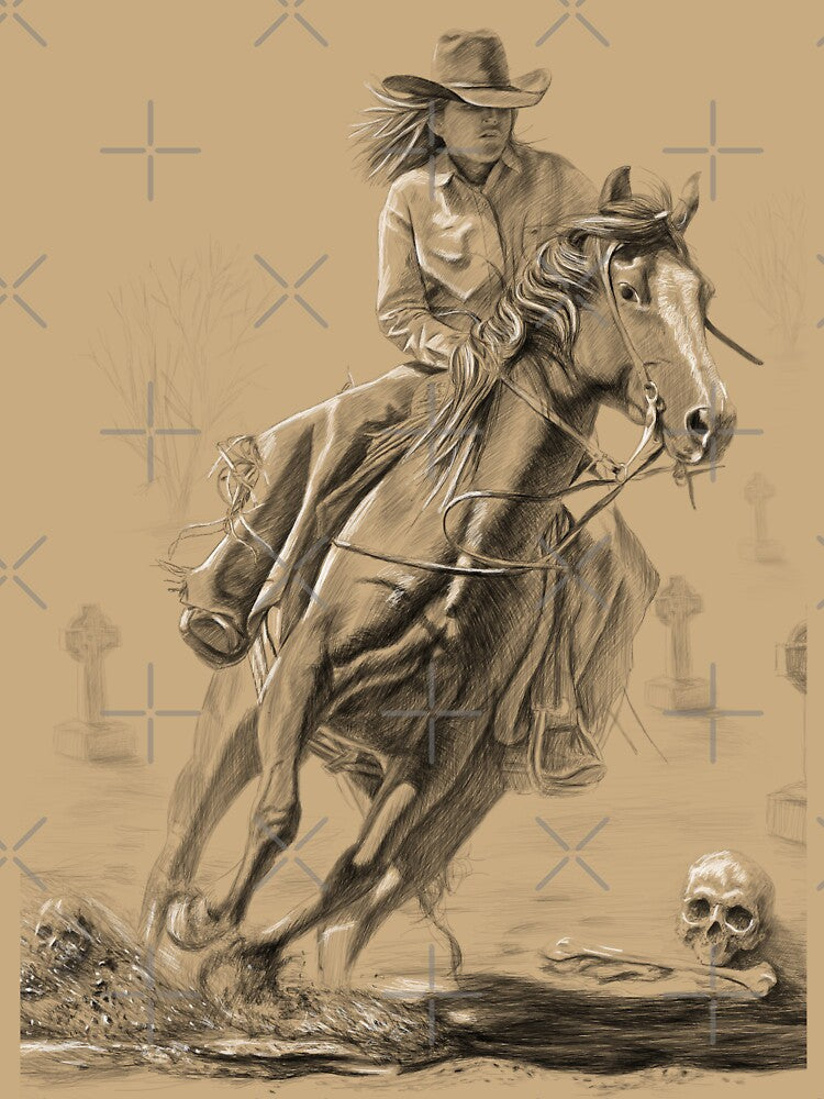 Cowgirl Riding Horse pencil drawing 2 by kolonjArt
