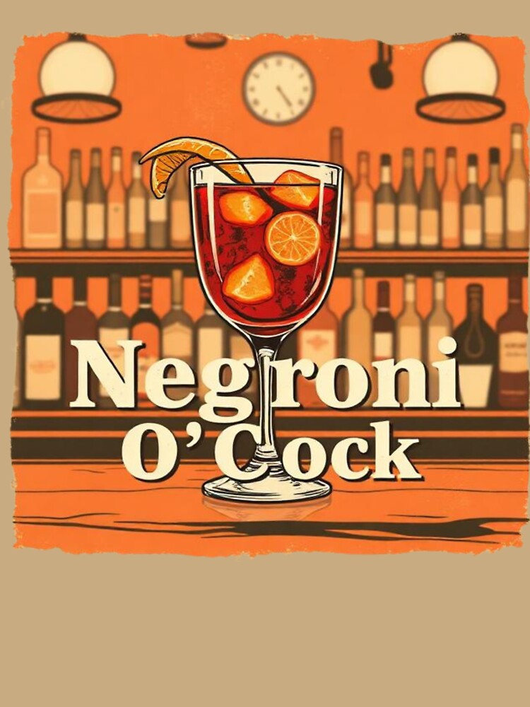 Negroni O’Clock T-Shirt | Retro Bar Vintage Cocktail Poster Tee by PremiereAA