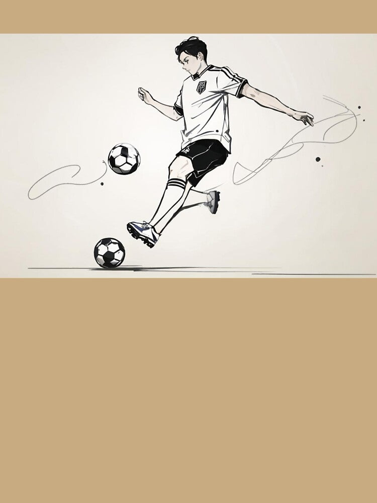One Line Football Kick – Minimalist Soccer Art by Jean S Santos