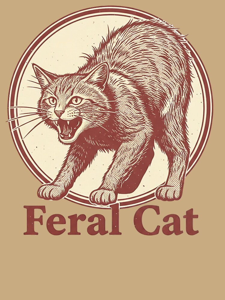 Feral Cat Retro Poster T-Shirt – Vintage Hissing Cat Illustration  Classic Feral Cat Aesthetic Graphic Tee by ZyxDes