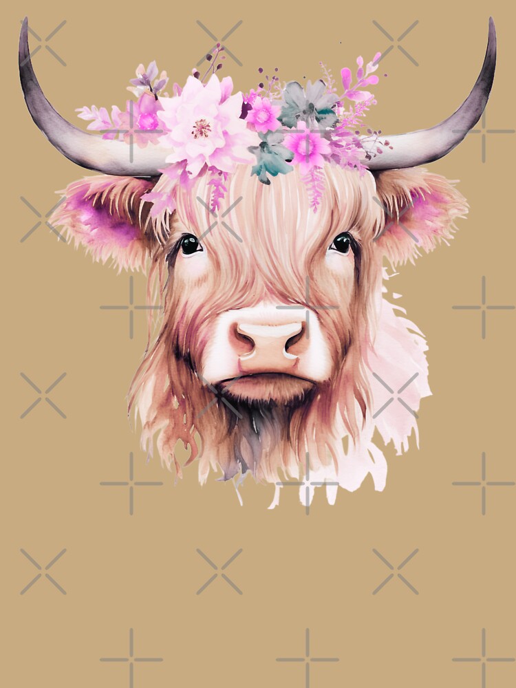 Highland Cow Soft Wild Flowers Boho by LionessLove
