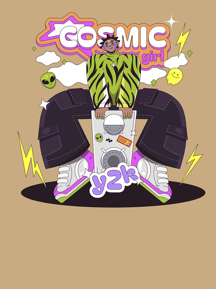 Cosmic Girl Y2K Retro Boombox Alien Fashion Illustration Urban Art by DERA RAY