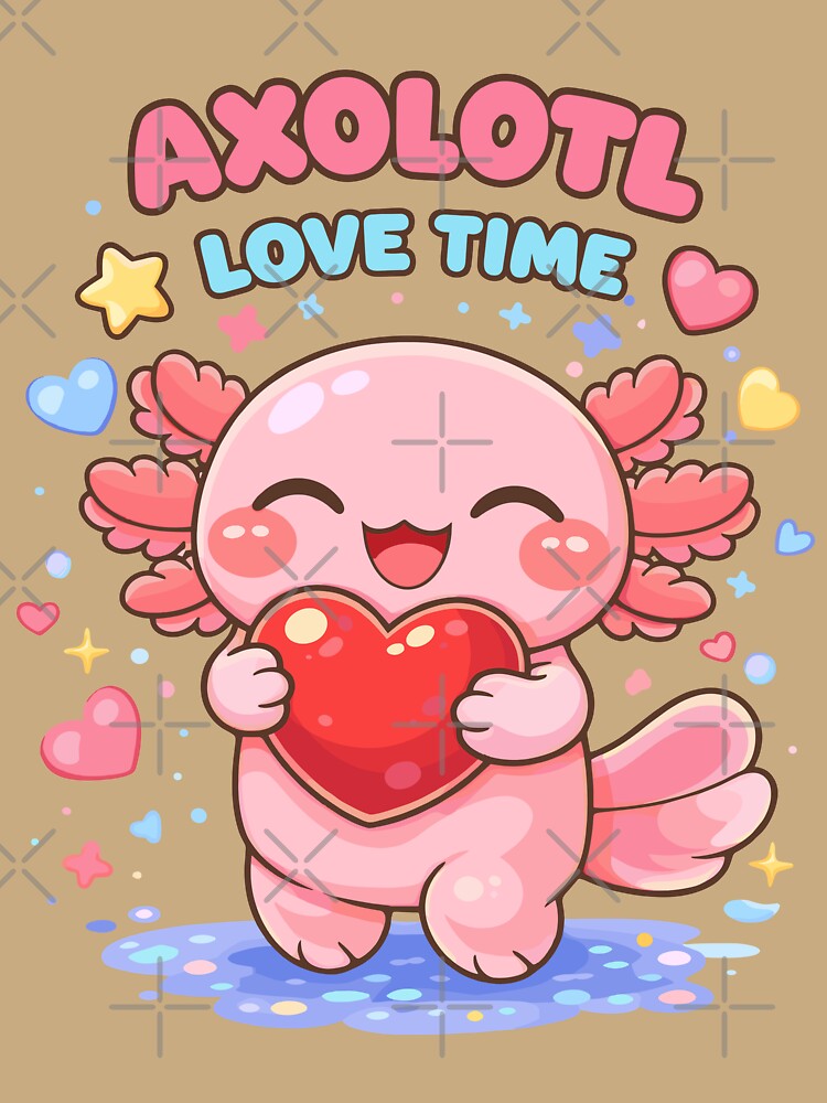 Cute Axolotl Love in Kawaii Funny Style by Sitchko