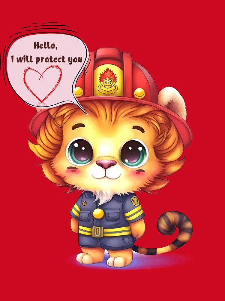 Firefighter, i will protect you, lion by HarriPaloma