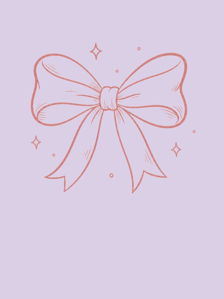 Cute Pink Bow Aesthetic Minimal Line Art Ribbon Design by LunaVales