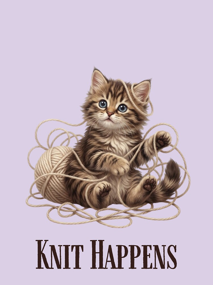 Knit Happens Funny Kitten Yarn by Stone and Sage Prints