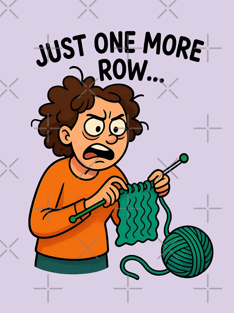 Funny Knitting Cartoon – Frustrated Crafter Illustration Design by DesignRush786