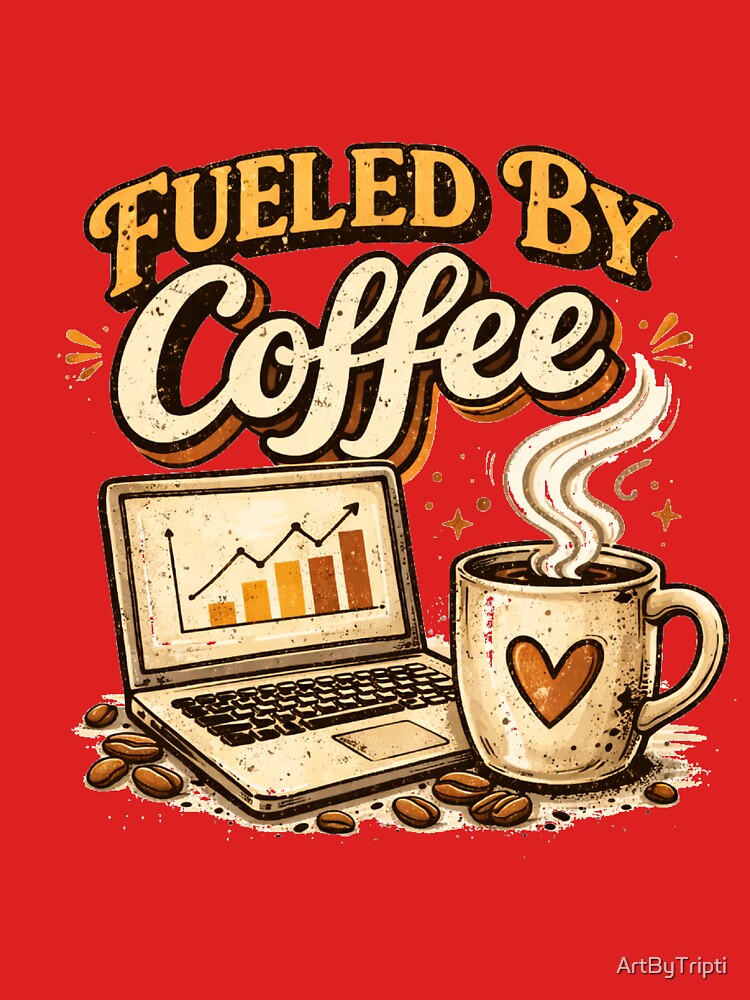 Fueled by Coffee – Cozy Coffee Lover Aesthetic Vintage Retro Design for T-Shirt, Sticker, iPhone case, mug, bag, hoodie by ArtByTripti