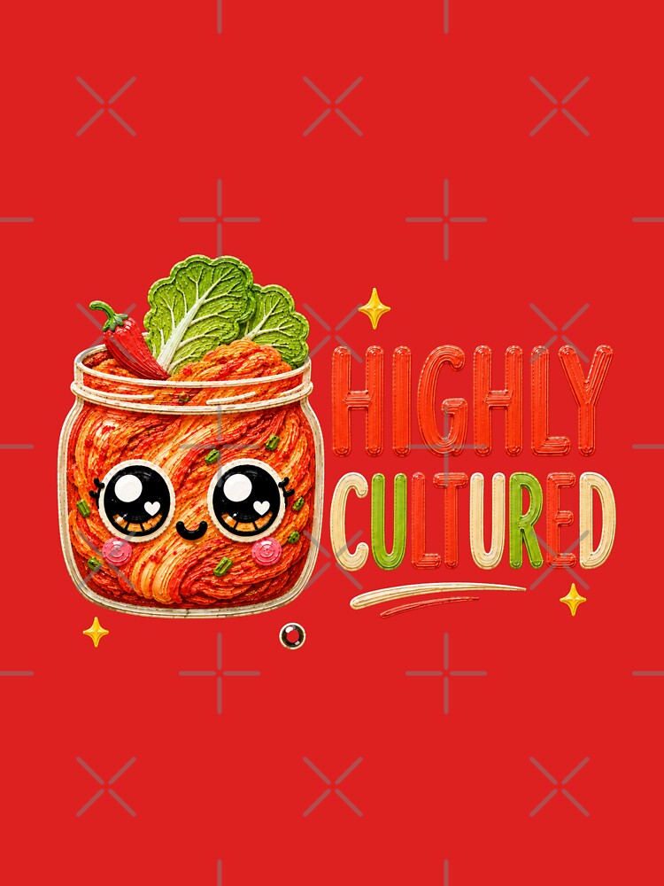 Highly Cultured Cute Kimchi Kawaii Food Pun by Liv Solara