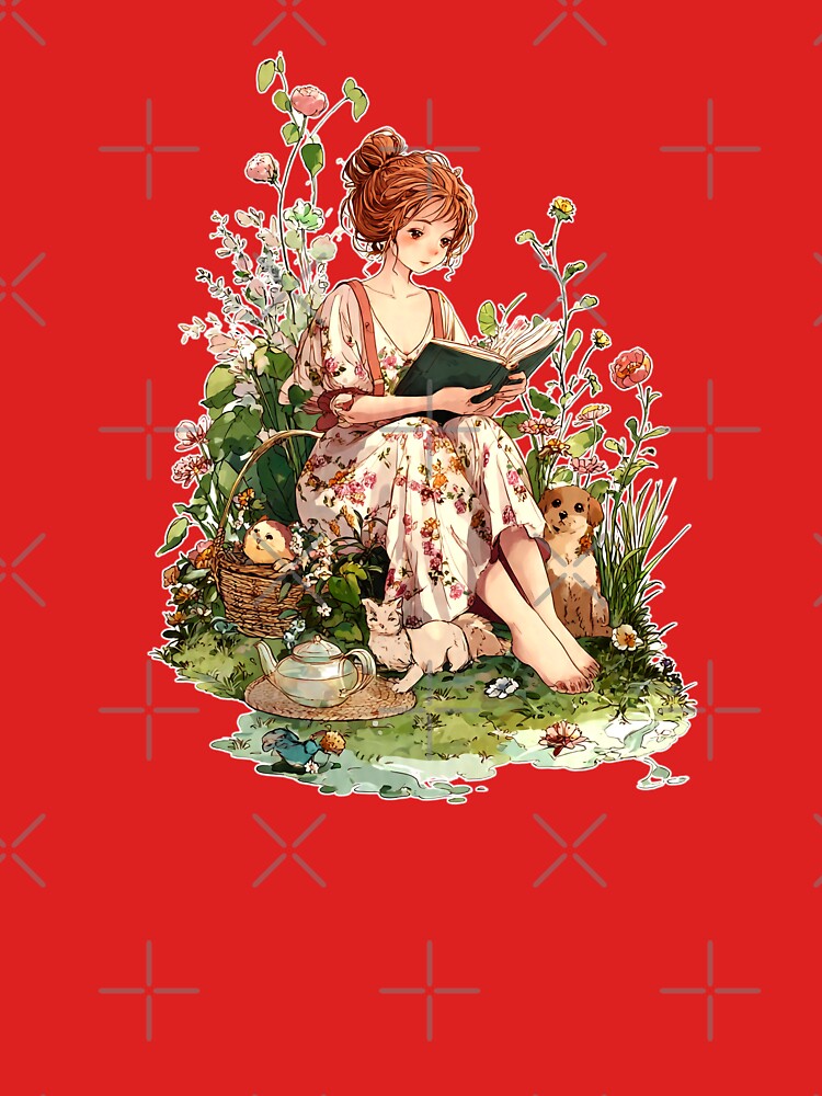 cute girl reading book cottagecore by lakanarivas