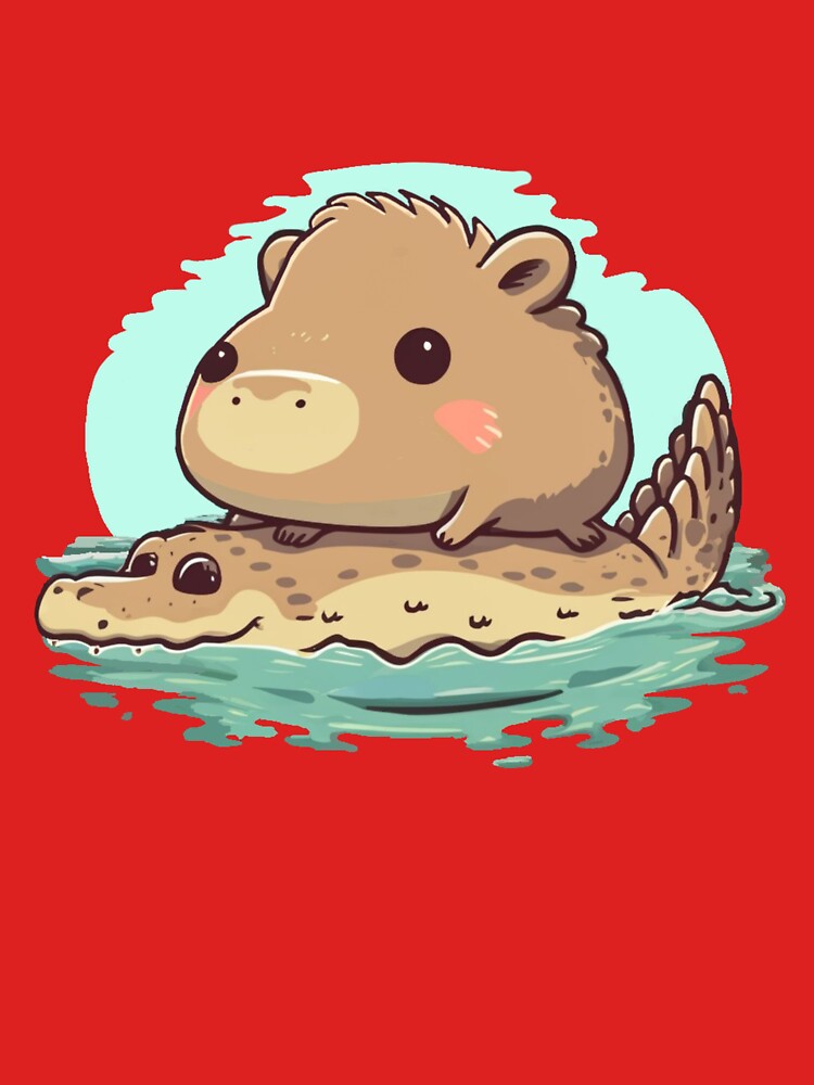 Cute capybara riding on a crocodile by EclipseThreads