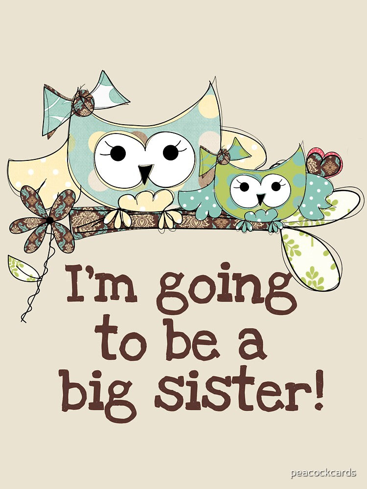 Owls on Branch Future Big Sister by peacockcards