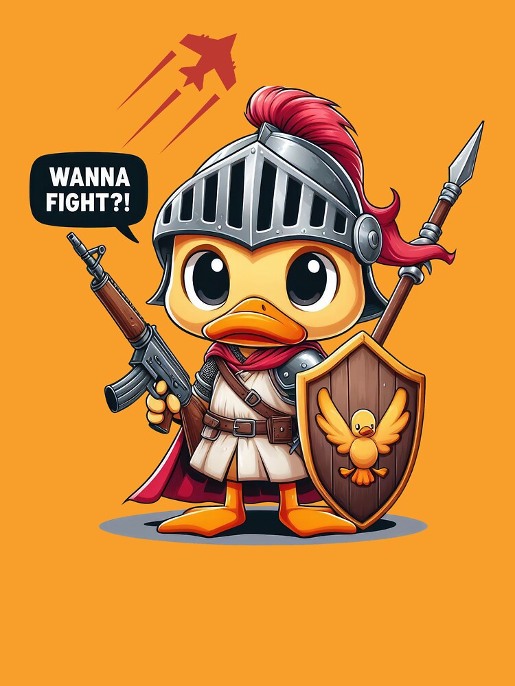 Ancient Warrior Duck: 'Wanna Fight' - Cute and Fierce Duck Design by Ali Doodles