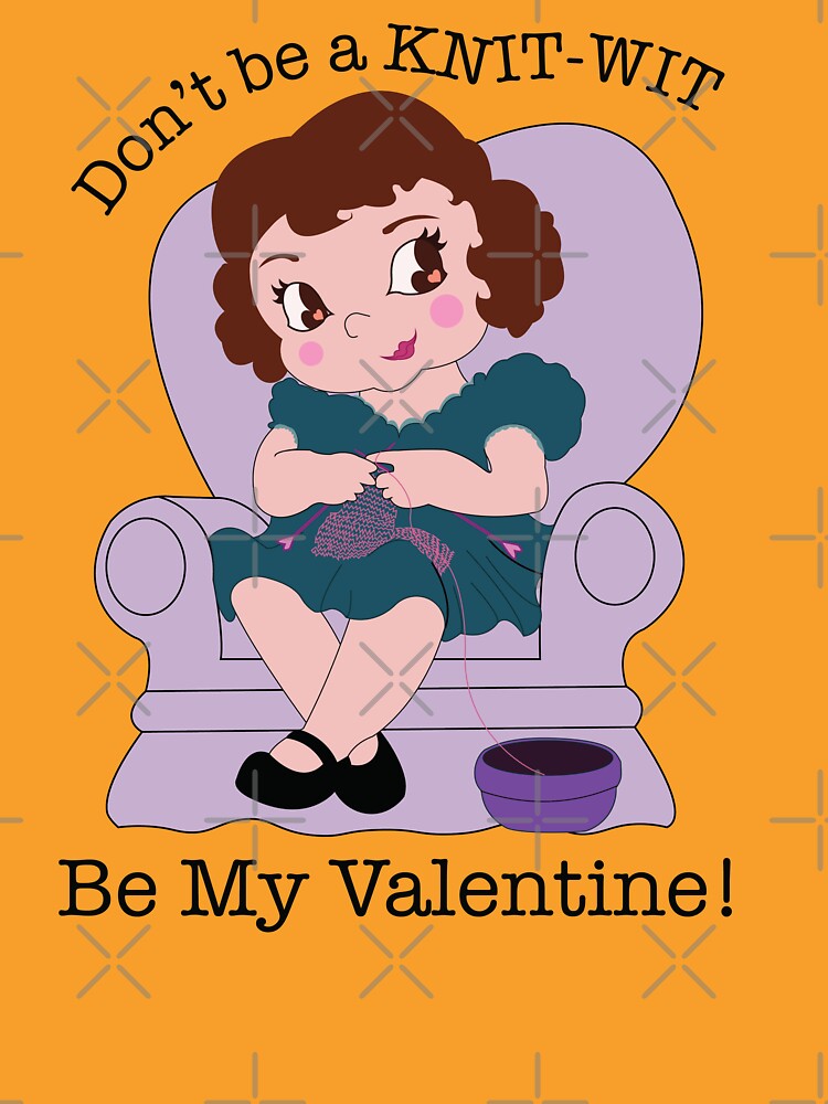 Vintage Valentines Knitting GIrl by robenster