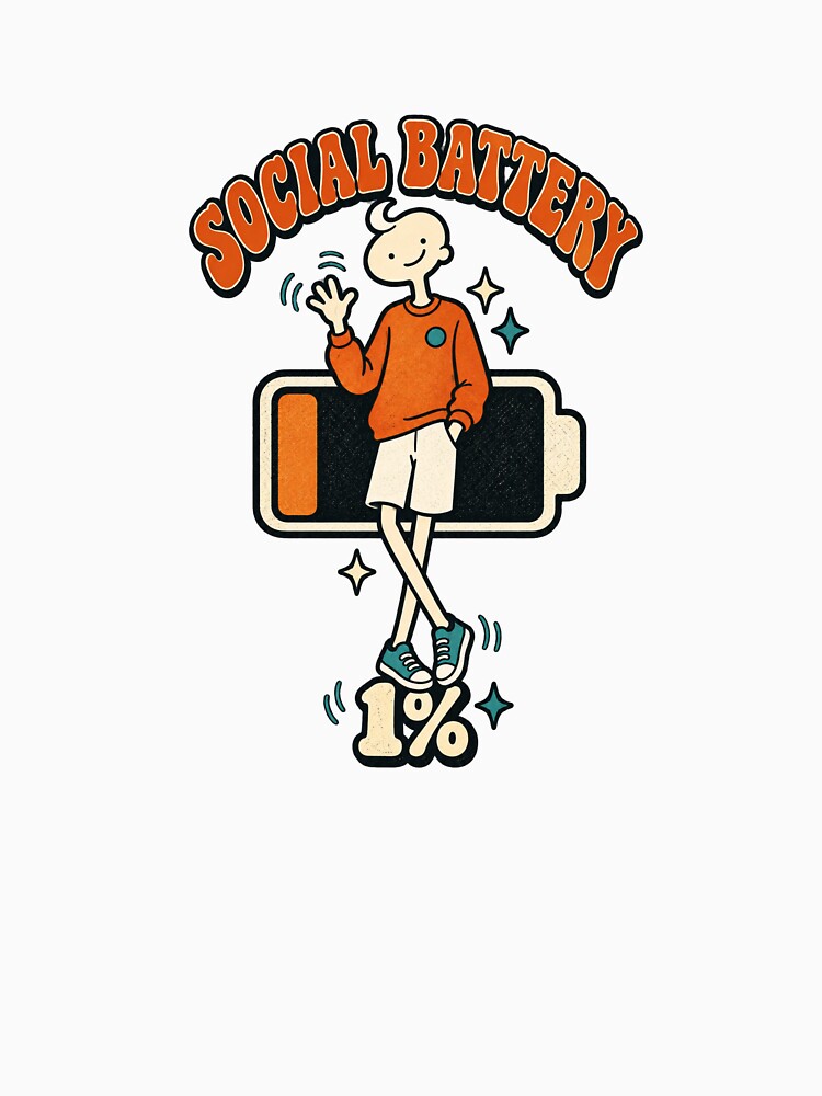 Social Battery 1% Introvert Humor by zero8.design
