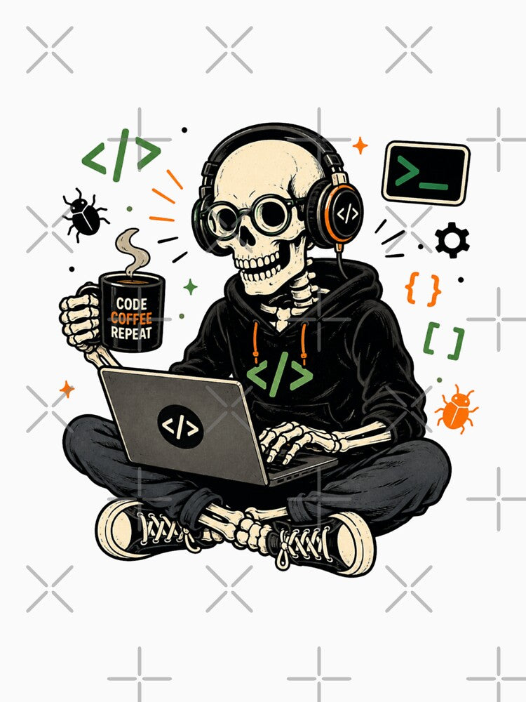 Skeleton Coder Retro Programmer by Biriba+55